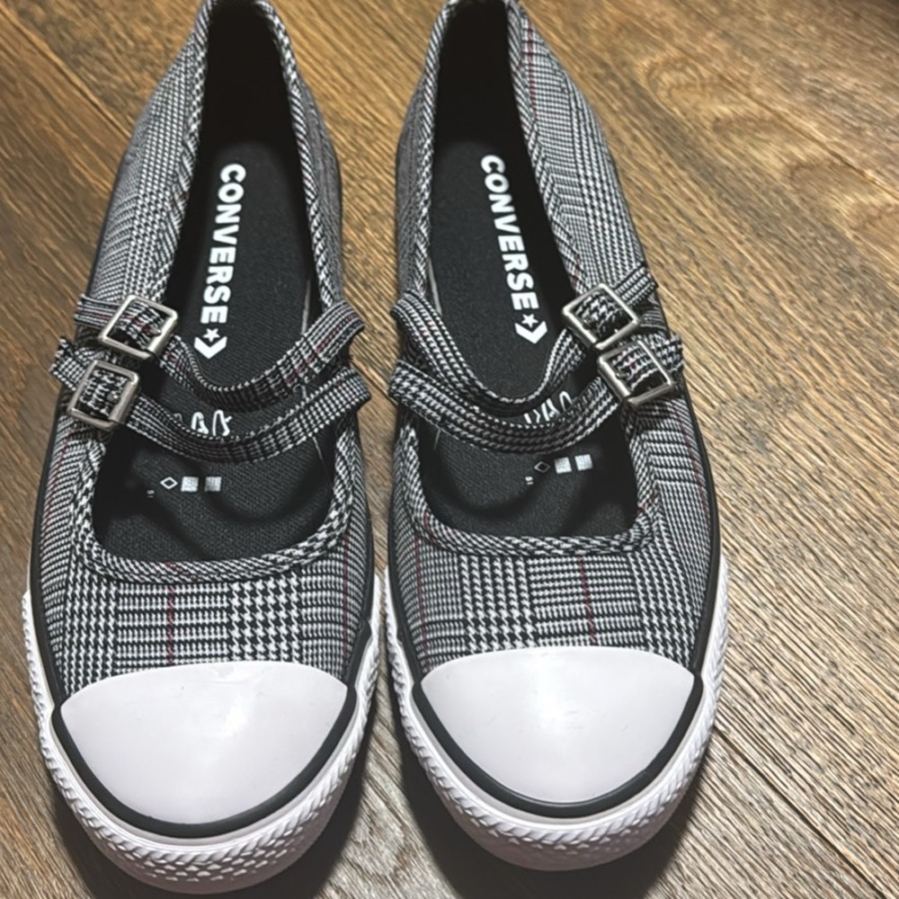 Converse Black and White Checkered Mary Jane Shoes
